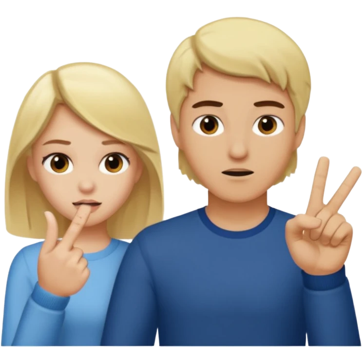 une fille blonde qui fait un doigt d'honneur a un mec brun parce qu'il vient de l'insulter emoji