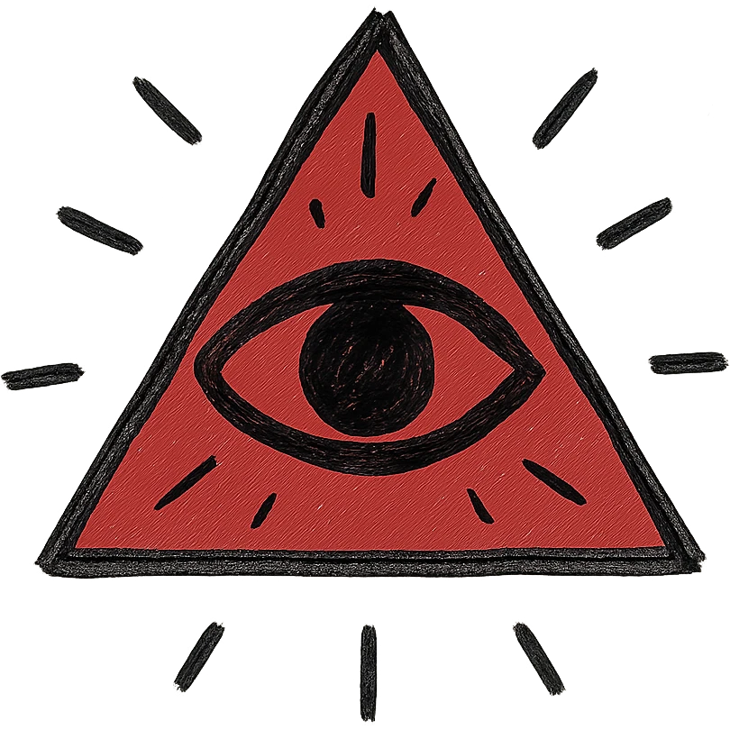 A blood-red triangle with a glowing eye inside, symbol of FOE emoji