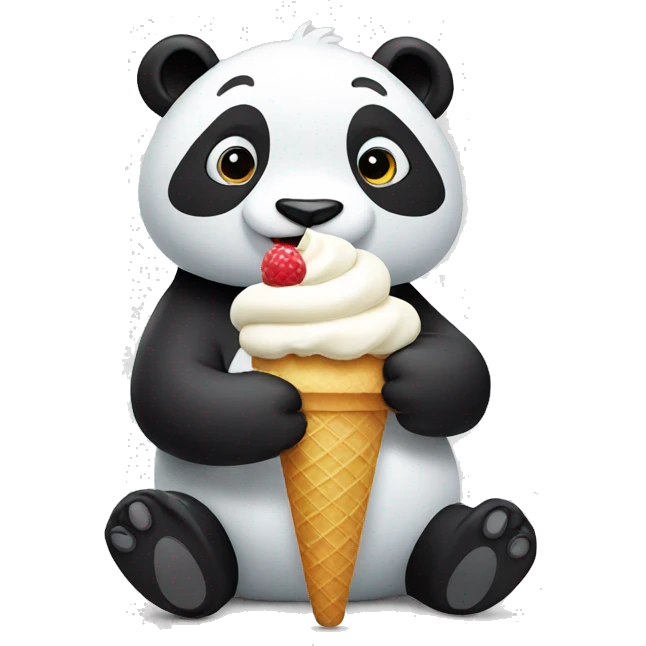 Panda eating ice cream emoji