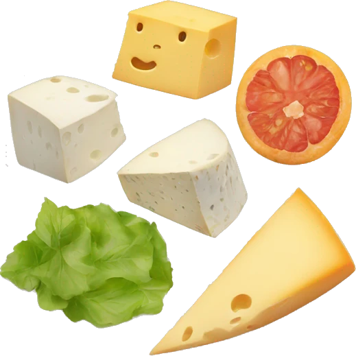different cheeses with hidden faces on a plate emoji