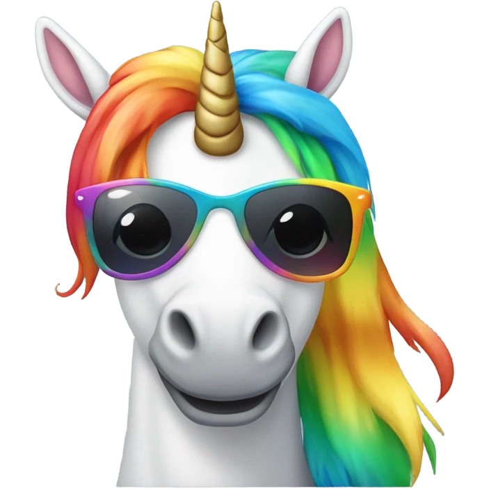 Rainbow Unicorn with sunglasses emoji