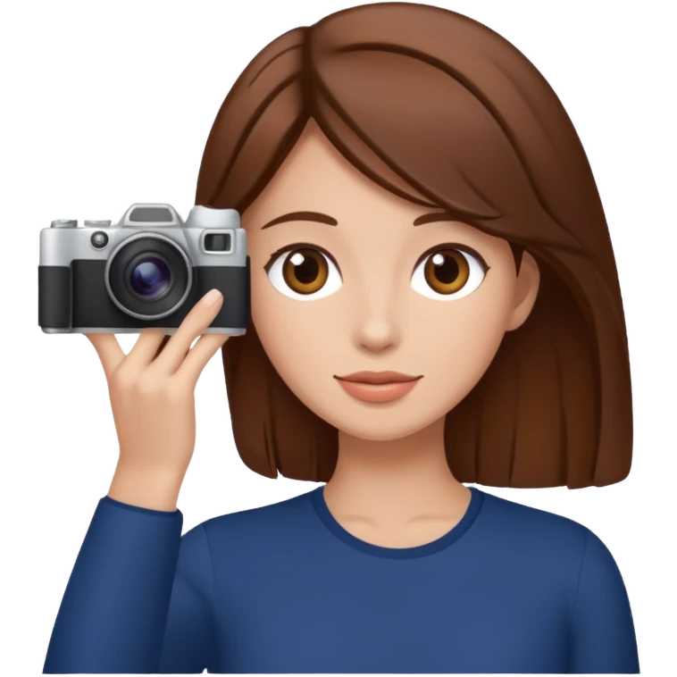 Woman taking photography with brown hair emoji