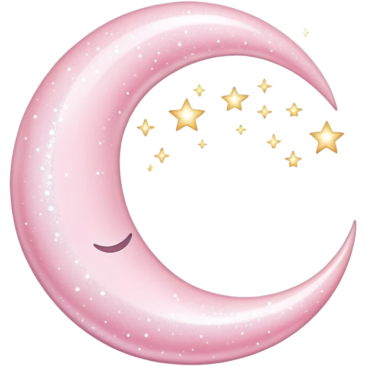 shimmering light pink crescent moon with sparkles emoji
