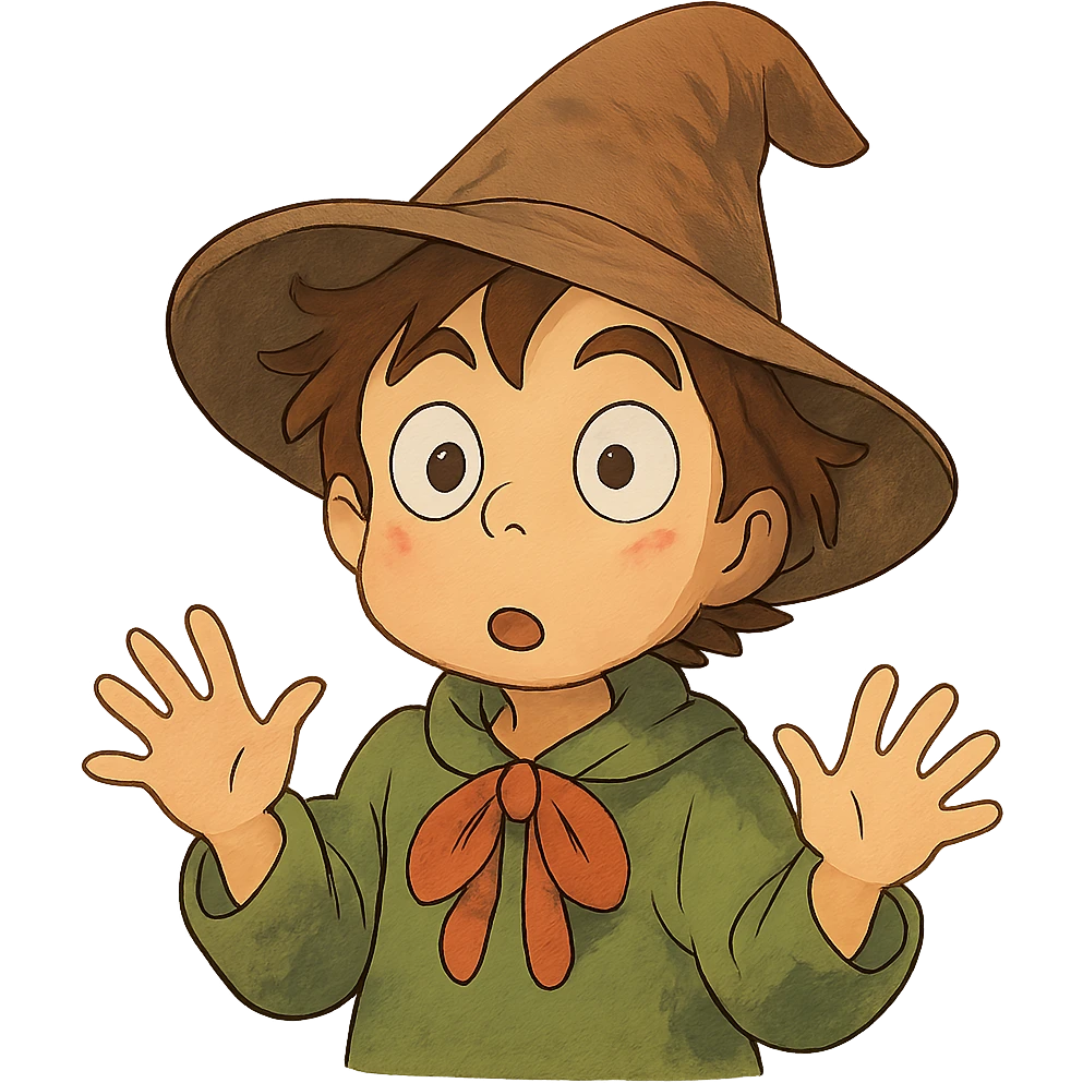 a whimsical character with wide eyes and raised eyebrows emoji