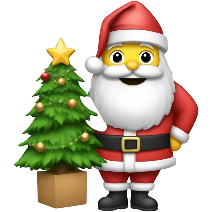 Christmas tree with Santa emoji