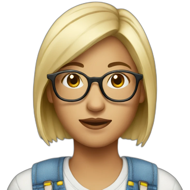 women in a overalls with glasses emoji