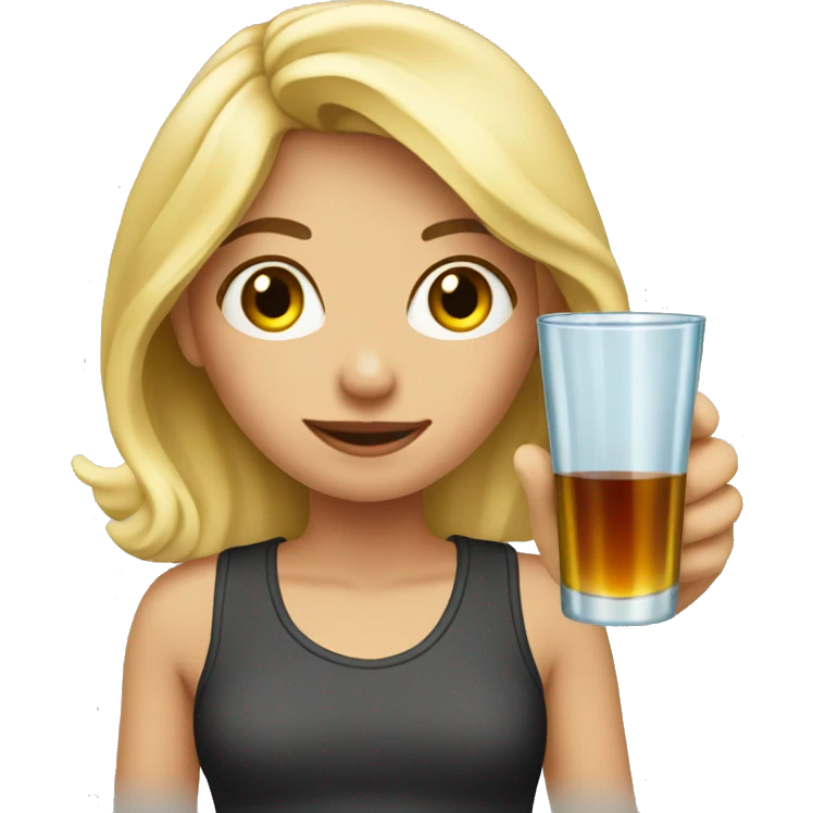 Blonde girl with a shot glass emoji