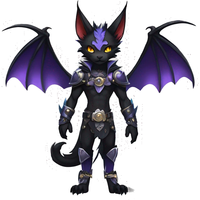 cool edgy evil pretty anthro godly legendary powerful colorful black shiny fantasy elegant nargacuga-bat-lynx-Fakemon wearing a collar, techwear punk style, beautiful mane, full body emoji