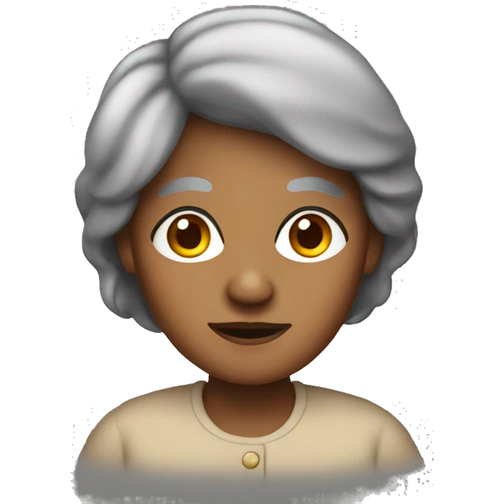 brown grandma with black and straight hair emoji