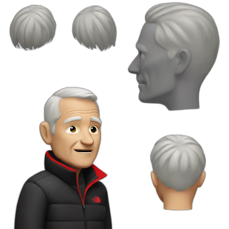 old white man with black and red supreme north face jacket emoji