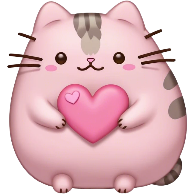 pusheen light pink heart emoji