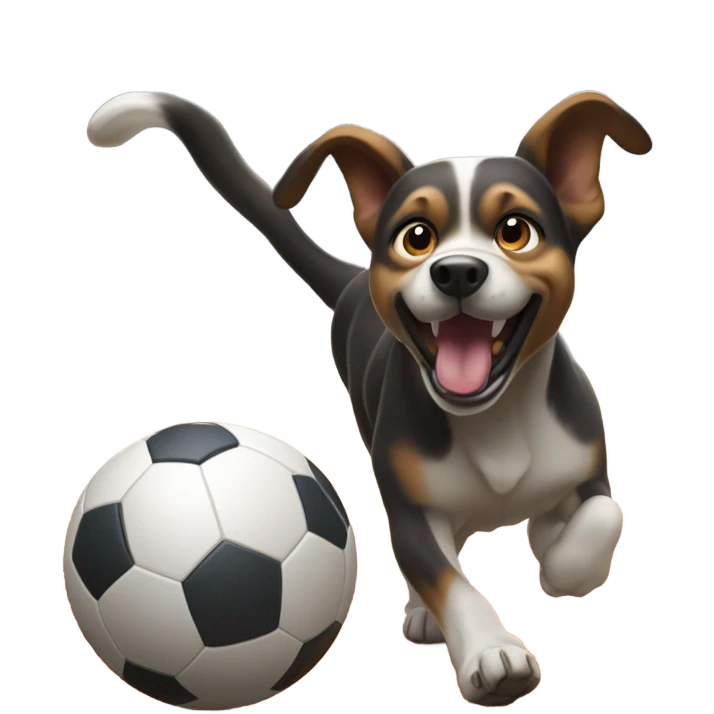 Dog playing football emoji