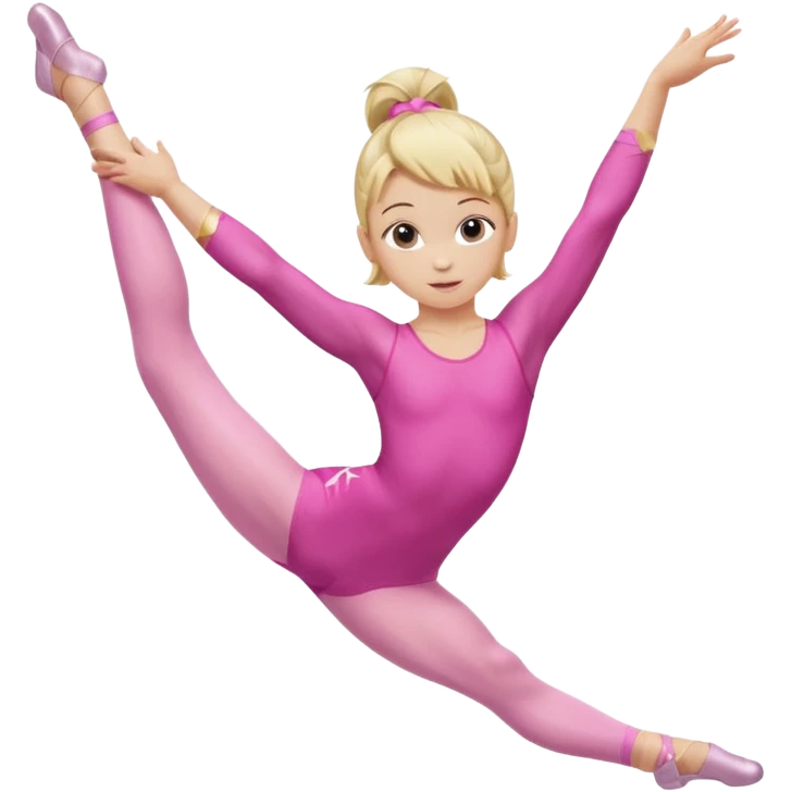 dancer-gymnast child with blonde hair in pink tights performing a split emoji