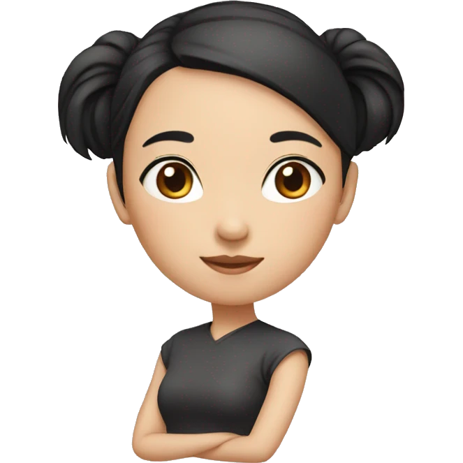asian girl with black hair in a ponytail emoji