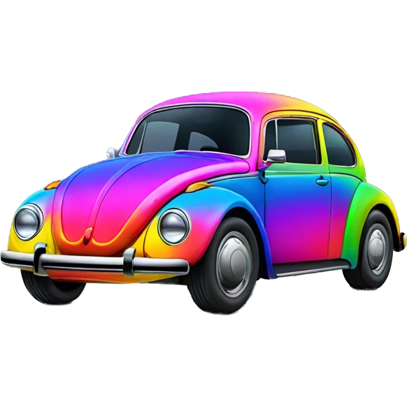 neon rainbow vw beetle emoji