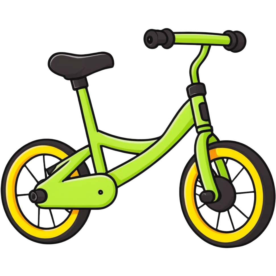 children's bicycle with training wheels, colorful, cartoon style emoji