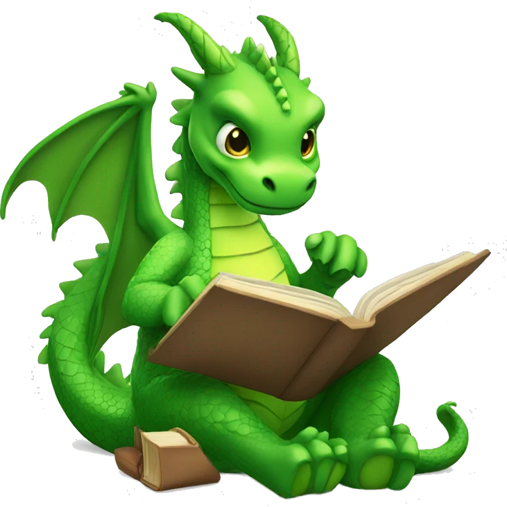 green dragon reading a book emoji