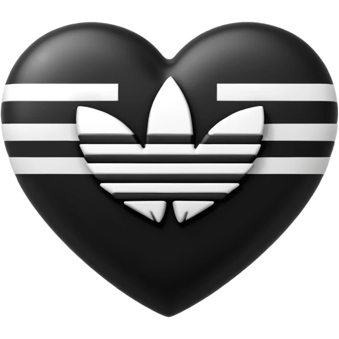 Adidas white stripes black heart emoji