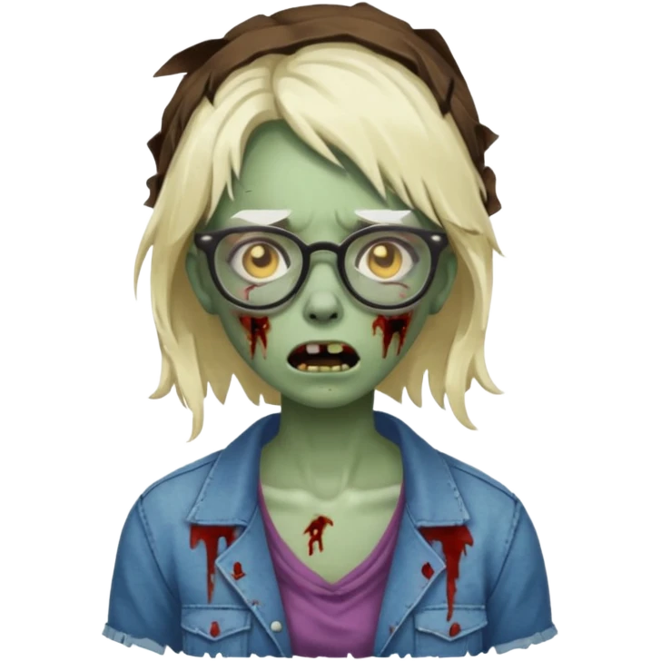   zombie girl with glasses emoji