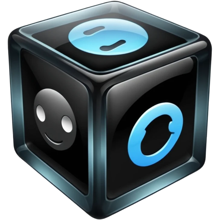 black cube in "glass" style emoji