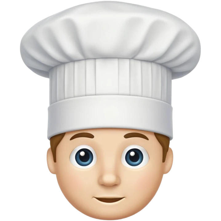 A traditional white chef's hat, tall and puffed, symbolizing culinary expertise emoji