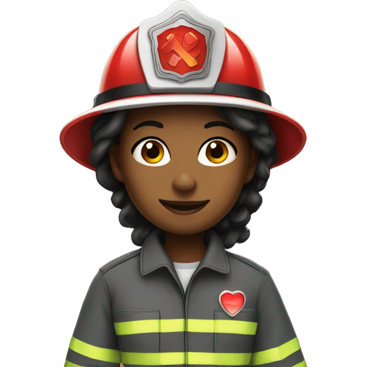 Firefighter woman with heart eyes emoji