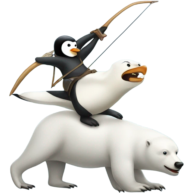 penguin archer riding a polar bear emoji
