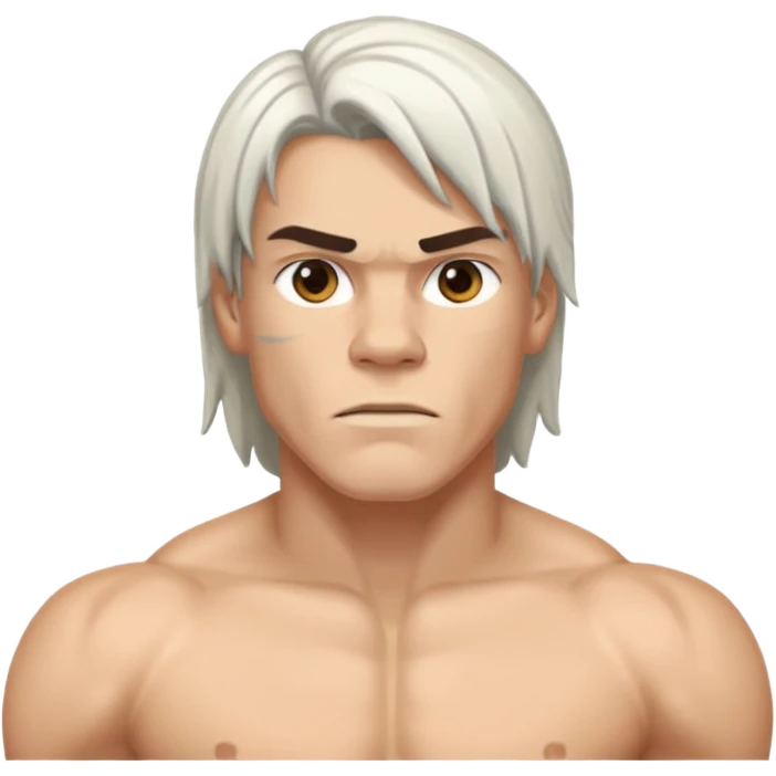 White  boxer with a long mullet haircut emoji