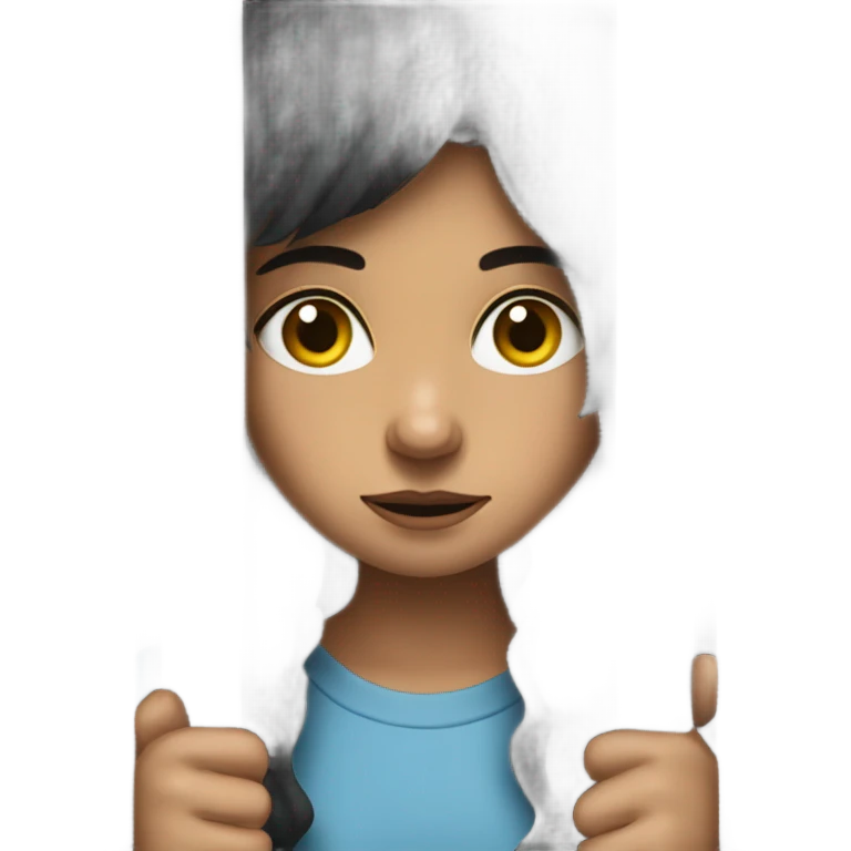 a dark haired girl between bars in a prison emoji