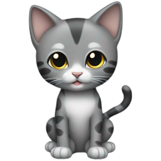 full body grey and black playful baby skinny cat emoji