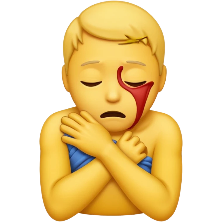 Sad emoji strangling himself emoji