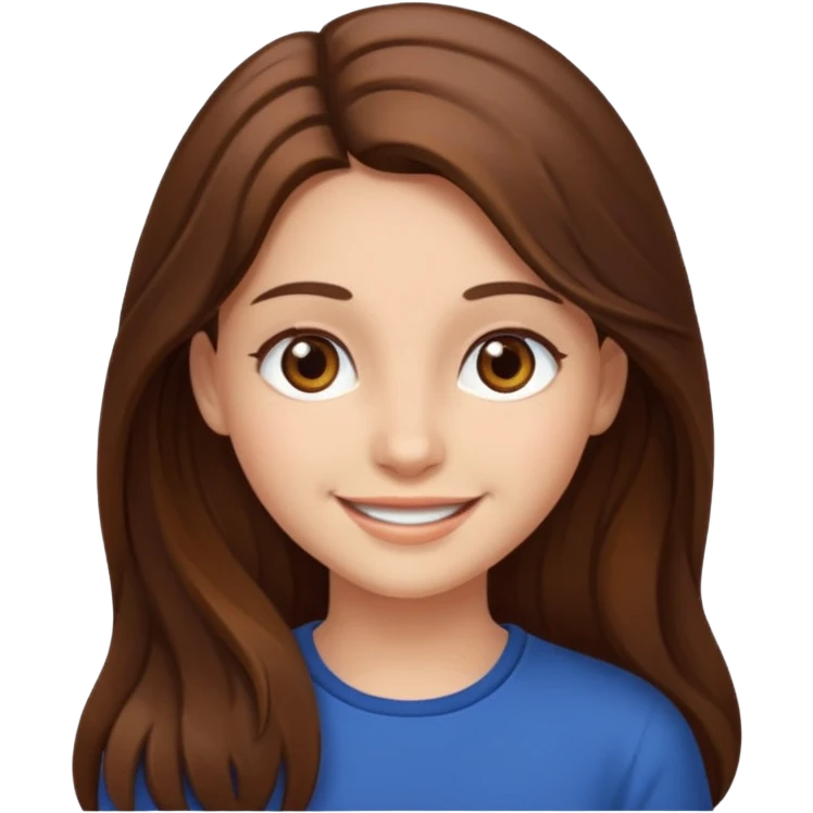 girl long hir brwon and ayes brown emoji