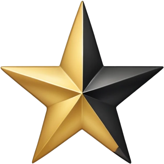 half golden and half black star, with a subtle shine on the gold side emoji