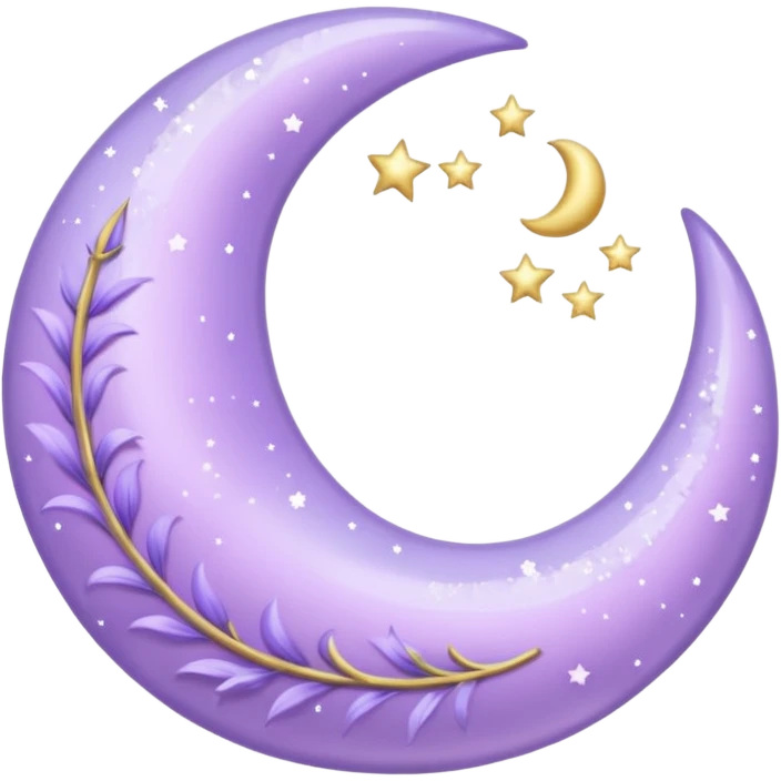 An aesthetic shiny glittering pastel purple lavender crescent damask moon emoji