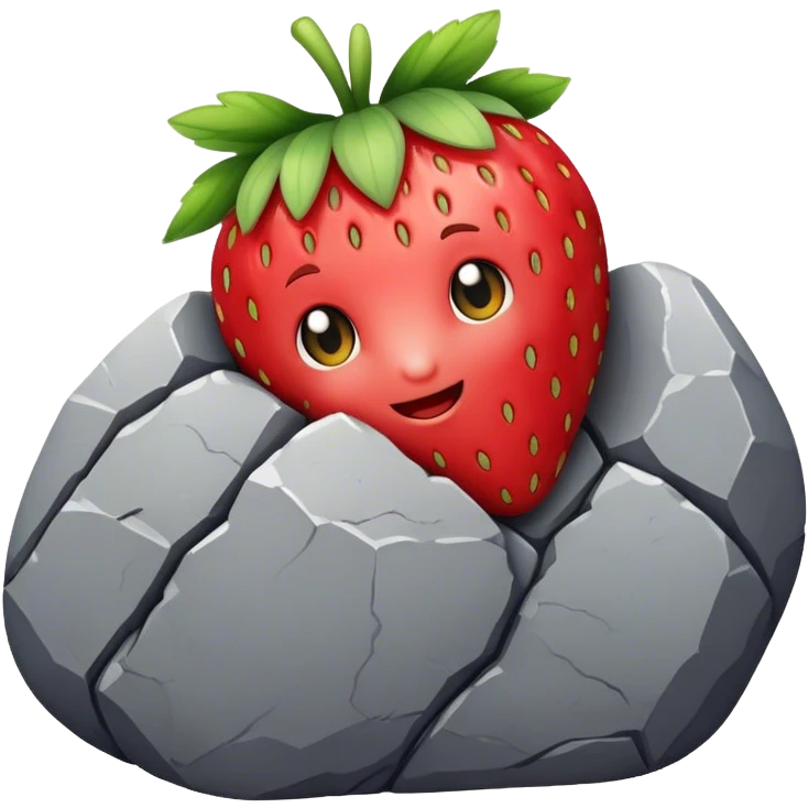 strawberry hugging a stone emoji