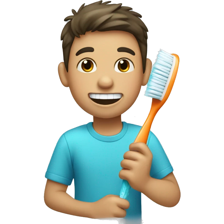 boy brushing teethbrush emoji