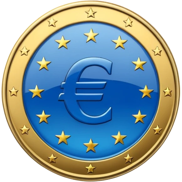 Transparent blue euro coin emoji