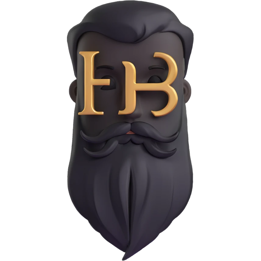 superhero emblem with stylized beard shape and letter B, metallic finish emoji