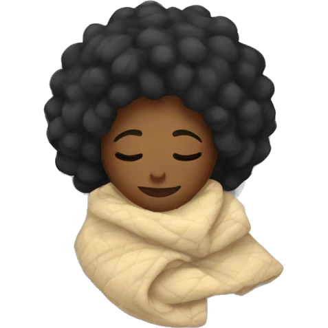 Black Woman with a cozy blanket sleep emoji