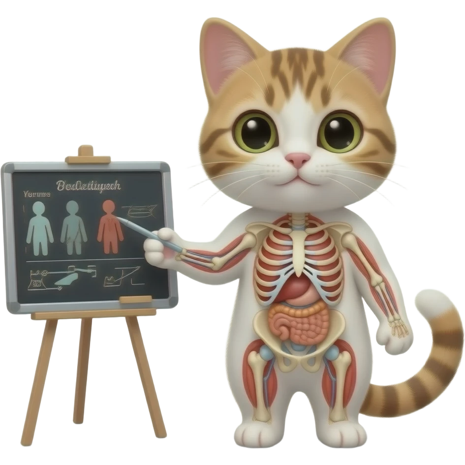 A baby cat teaching in an anatomy lab emoji