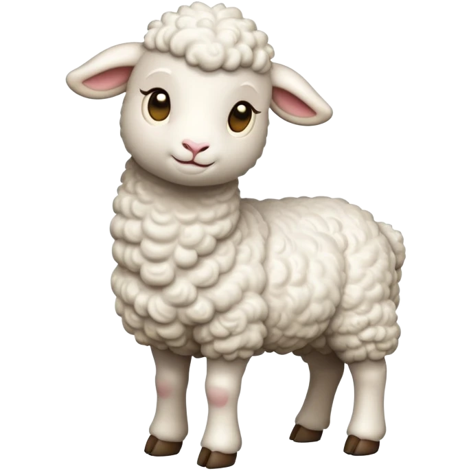 cinematic-[lamb]-realistic-full-body-standing-emoji,-tail-flicking-lazily,-head-tilted-dramatically,-curly-[white]-fur,-simplified-yet-realistic-focused-features,-highly-detailed,-glowing-with-an-almost-sarcastic-glow emoji