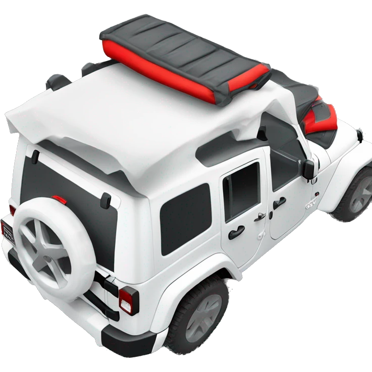 White Jeep Wrangler Rubicon with white roof and red accents  emoji