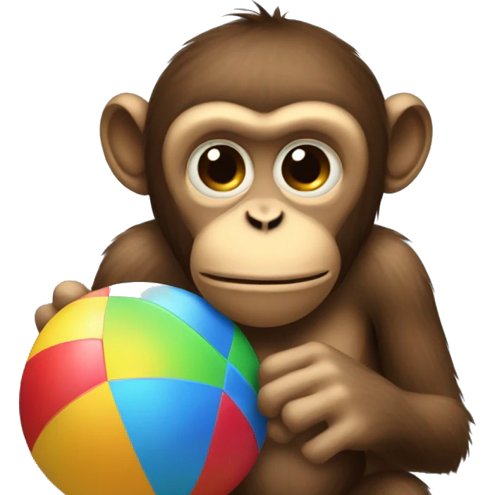 Sad and crying monkey with beach ball emoji