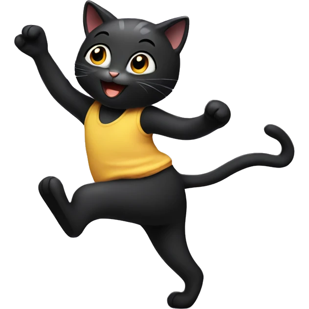 Black kitty dancing emoji
