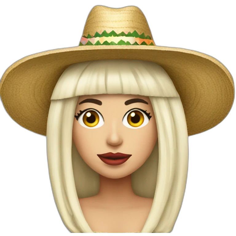 lady gaga wearing a sombrero vueltiao emoji