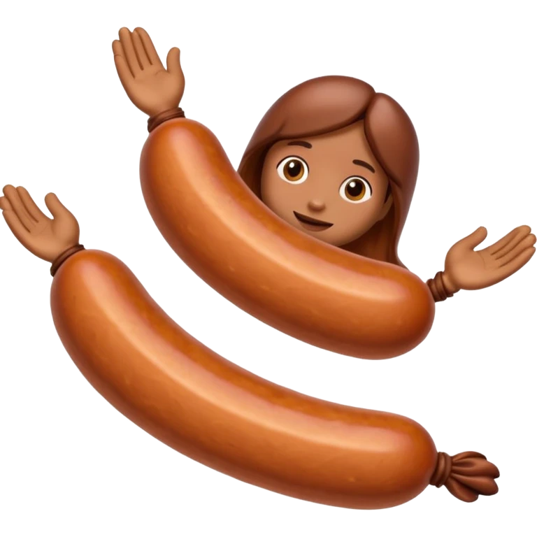 A sausage with hands wrapped around it emoji