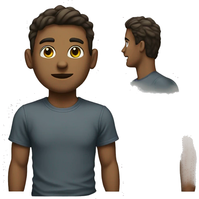 Tall boy with a t shirt and on that t shirt there is a text MH emoji