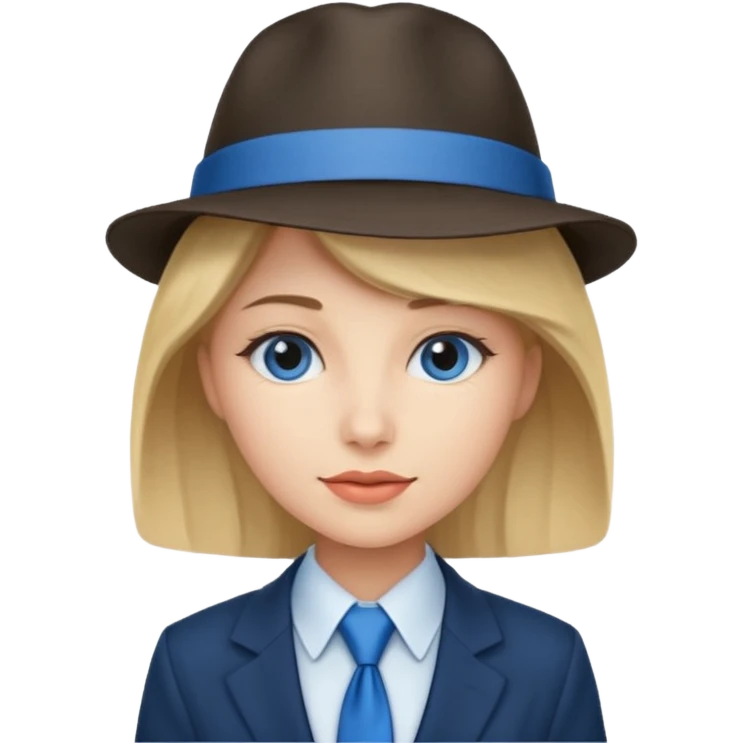 womwn with hat and blue ties emoji
