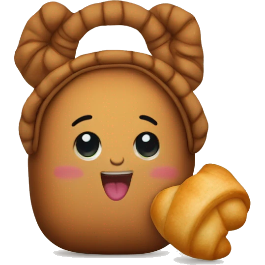 Brown polene bag with Little Croissant plushie pendant emoji