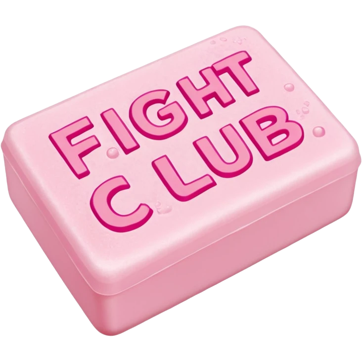 "fight club" text on a 3/4 foamy  pink soap emoji